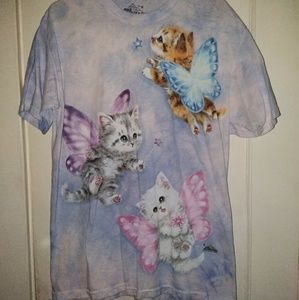 Purple/blue tie-dye kittens shirt
